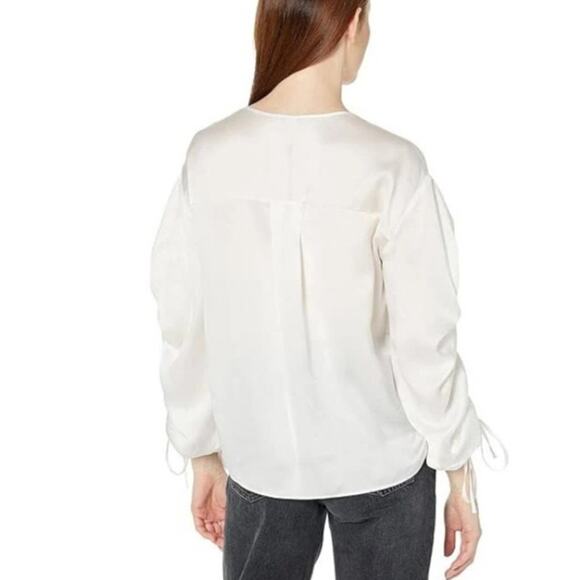 Allsaints Women's Preslie Silk Blouse in Chalk White Size 6 - Picture 3 of 6